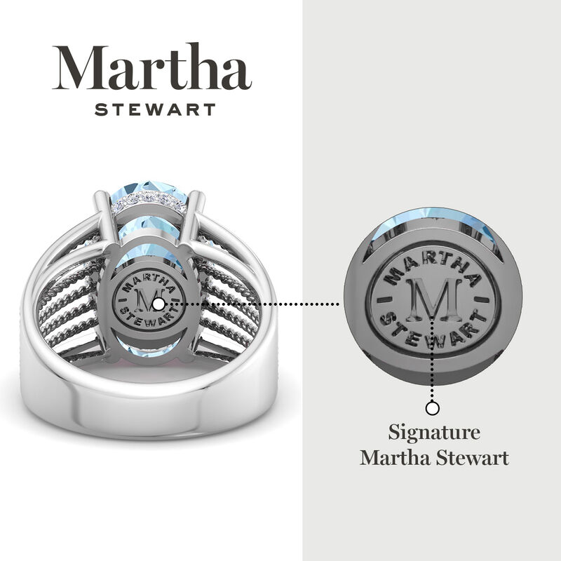 Martha Stewart 6 3/4ctw. Oval Aquamarine & Lab Grown Diamond Hidden Halo Ring In Sterling Silver image number null